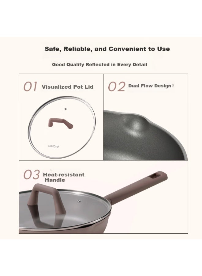 Carote Non-Stick Deep Frying Pan For Steak Titanium Pan For Home Induction Cooker Pan Frying Egg Pan - Without Lid - Image 3