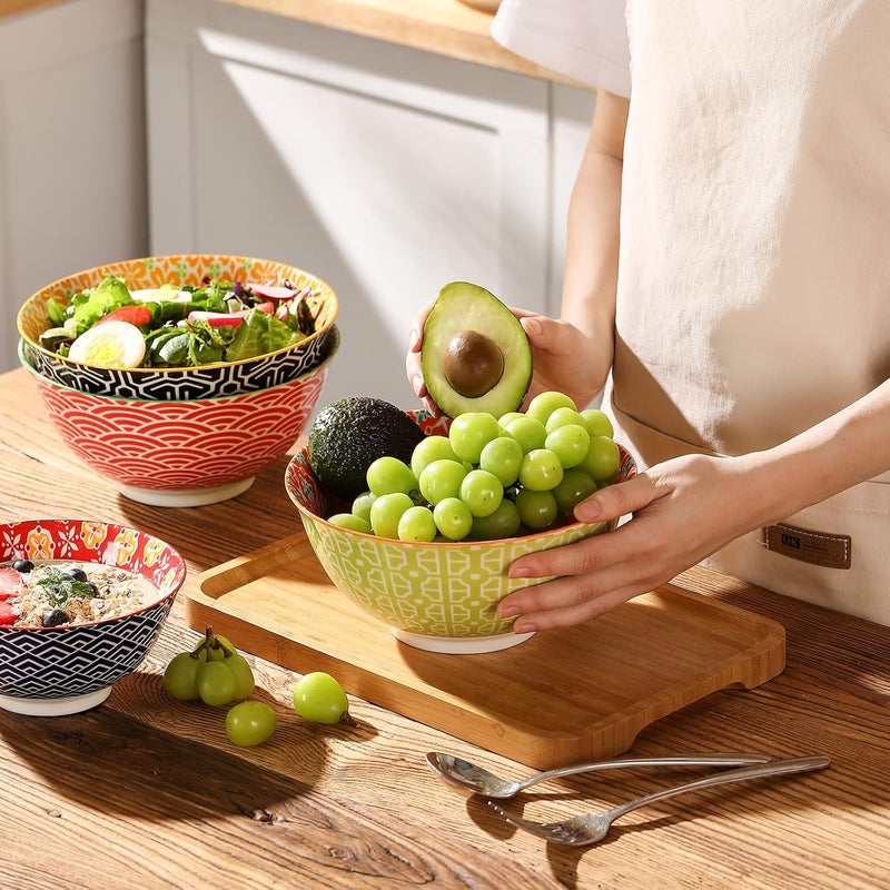 Metahom Salad Soup Bowls Large Serving Bowls for Pho Pasta Rarmen 48 Oz Stackable Ceramic Bowls for Kitchen Set of 3 Microwave  Dishwasher Safe - Image 2