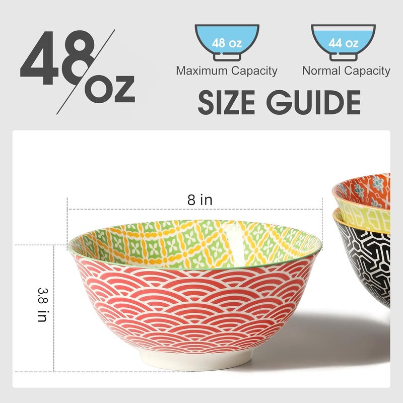 Metahom Salad Soup Bowls Large Serving Bowls for Pho Pasta Rarmen 48 Oz Stackable Ceramic Bowls for Kitchen Set of 3 Microwave  Dishwasher Safe - Image 4