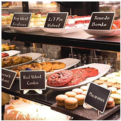 Cliths Pack of 20 Pcs Wooden Chalkboard, Framed Small Chalkboard Labels with Easel Stand, Wooden Blackboard for Table Numbers, Food Signs, Wedding Signs, Message Board.(Chalk are not Included) - Image 5