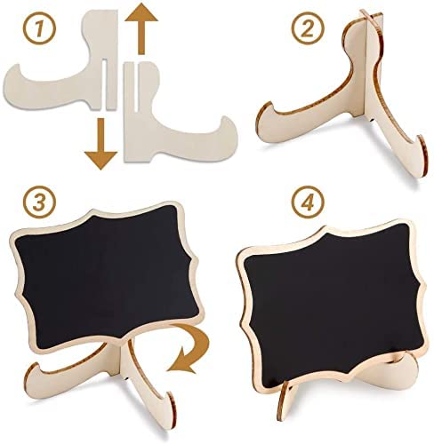 Cliths Pack of 20 Pcs Wooden Chalkboard, Framed Small Chalkboard Labels with Easel Stand, Wooden Blackboard for Table Numbers, Food Signs, Wedding Signs, Message Board.(Chalk are not Included) - Image 2