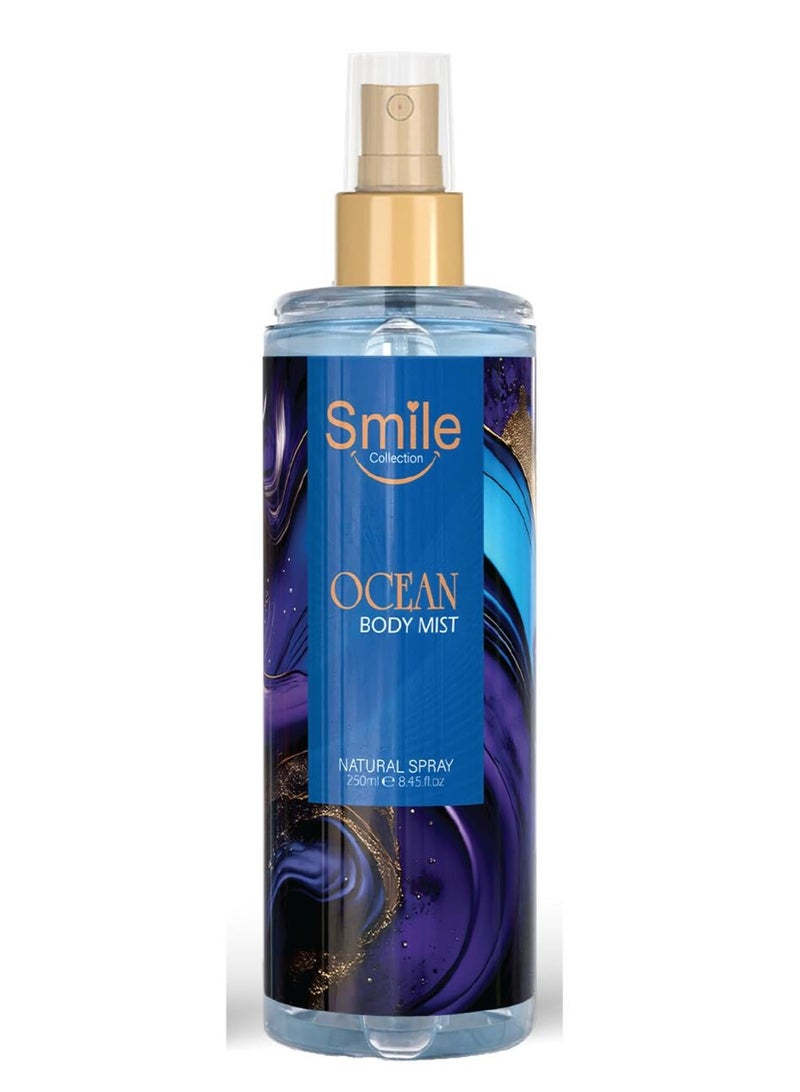 Body Mist Spray Ocean– Long Lasting Organic Fragrance Mist, Alcohol-Free, Hydrating Skin Spray 250ml