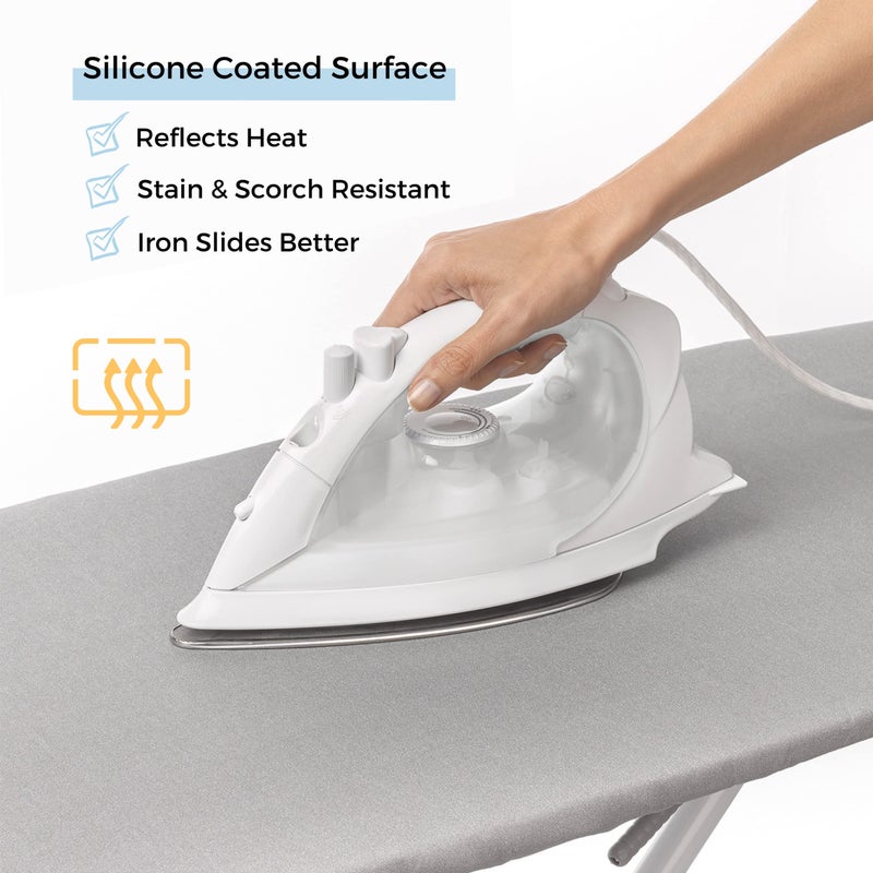 Savuk Ironing Board Cover And Pad Standard Size 18X49 Inch Large Extra Wide Adjustable Elastic Edge Fit Extra Thick Heat Reflective Non Stick Scorch And Stain Resistant (18"" X 49"" Silver) - Image 4