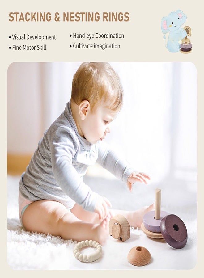 Children Stacking Shape Cylinder Wooden Toy - Image 3