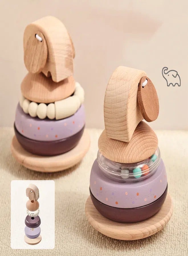 Children Stacking Shape Cylinder Wooden Toy - Image 1