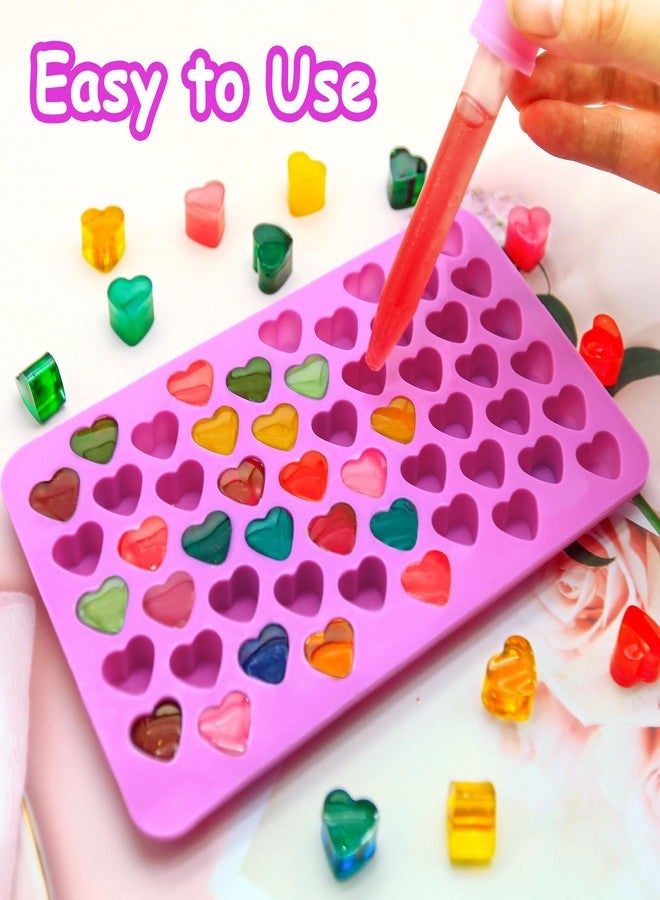 Dropower 3Pack Heart Silicone Candy Molds Mini Valentine Chocotale Baking Mold for Gummy, Wax Melts, Jelly, Ice Cube, Candle, Handmade Treats with 1Pc Dropper Purple - Image 4