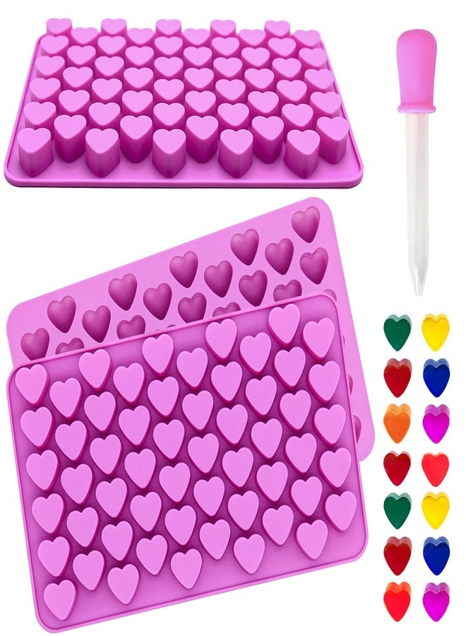 Dropower 3Pack Heart Silicone Candy Molds Mini Valentine Chocotale Baking Mold for Gummy, Wax Melts, Jelly, Ice Cube, Candle, Handmade Treats with 1Pc Dropper Purple - Image 1