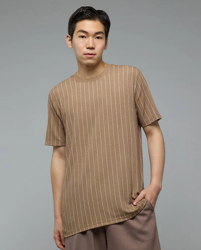 R&B Striped T-Shirt with Crew Neck and Short Sleeves