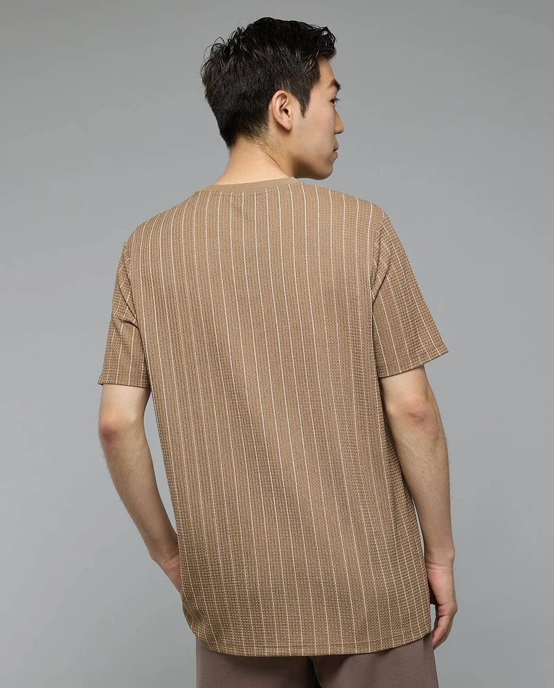 R&B Striped T-Shirt with Crew Neck and Short Sleeves