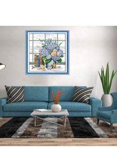 SYOSI Windowsill Stamped Cross Stitch Stamped Set, Embroidery Kit  for Home Decor Decoration, DIY Handmade Needlework for Beginners Pre-Printed Embroidery Kit Pattern  - Image 3