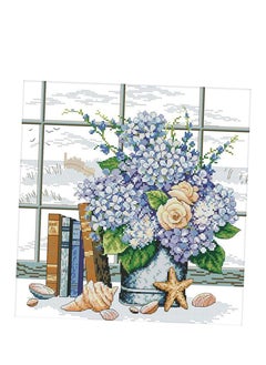 SYOSI Windowsill Stamped Cross Stitch Stamped Set, Embroidery Kit  for Home Decor Decoration, DIY Handmade Needlework for Beginners Pre-Printed Embroidery Kit Pattern  - Image 1