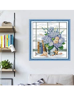 SYOSI Windowsill Stamped Cross Stitch Stamped Set, Embroidery Kit  for Home Decor Decoration, DIY Handmade Needlework for Beginners Pre-Printed Embroidery Kit Pattern  - Image 2
