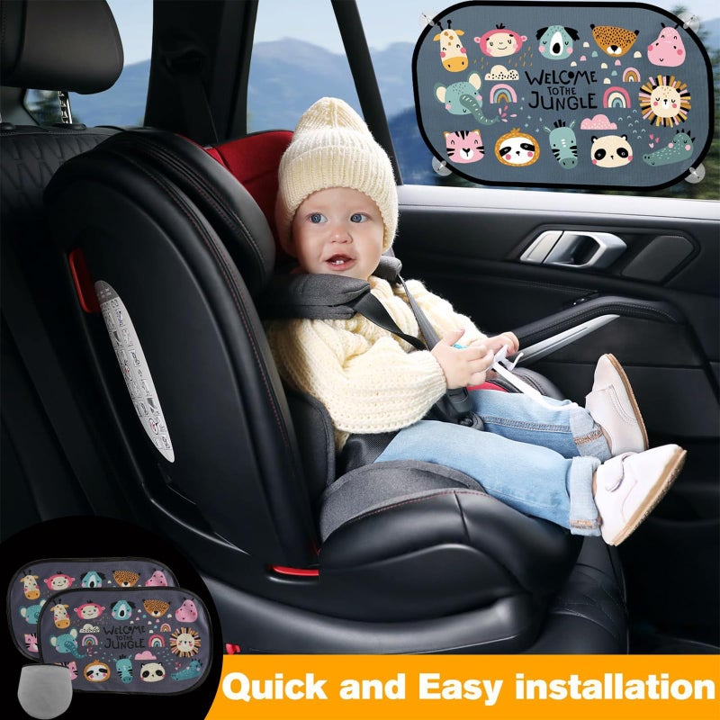 KASTWAVE Car Window Shade for Baby & Kids, Universal Fit Sunshade with UV Protection, 51 x 31 cm Foldable Sun Visor for Car Side/Rear Windows, Blocks Sun Glare & Heat (2 Pcs) - Image 2