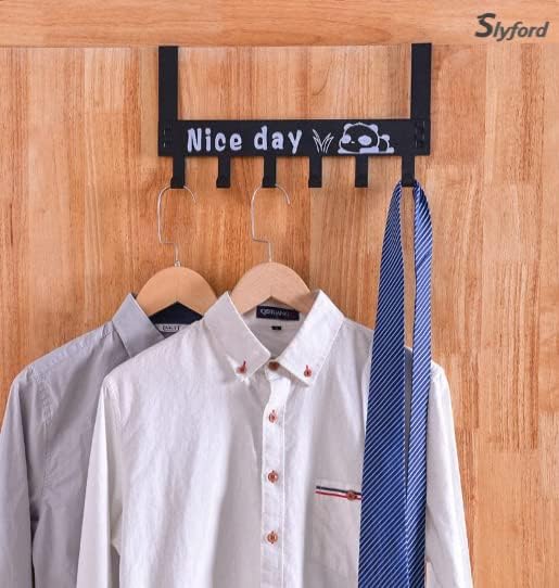 Slyford Slyford HeavyDuty Carbon Steel Nice Day Over Door Hook Removable Door Hook Towel Hanger Coat Scarf Cloths Hanger Multi Color Pack of 1 - Image 2