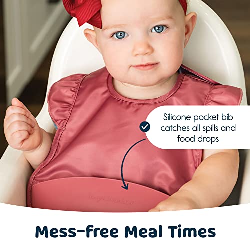 Tiny Twinkle Silicone Bibs for Babies 6-24 Months | Waterproof & Mess-Proof Feeding Bibs with Food Catcher Pocket | Baby Led Weaning, Toddler Essentials for Boys & Girls | Baby Shower - Image 3