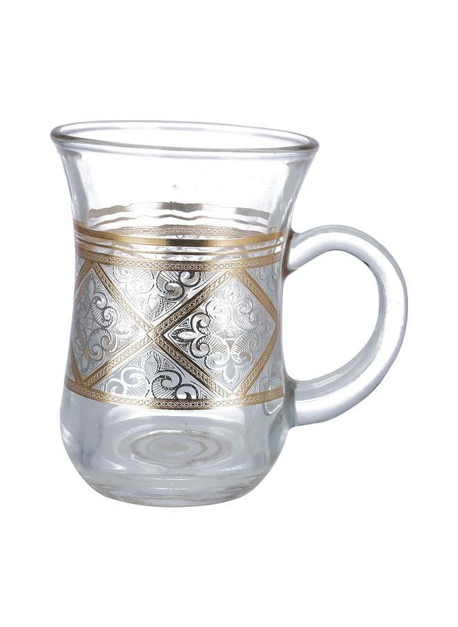 Alsaif Teapot Set Gold And Silver Embossed 6 Pieces Clear  - Image 2