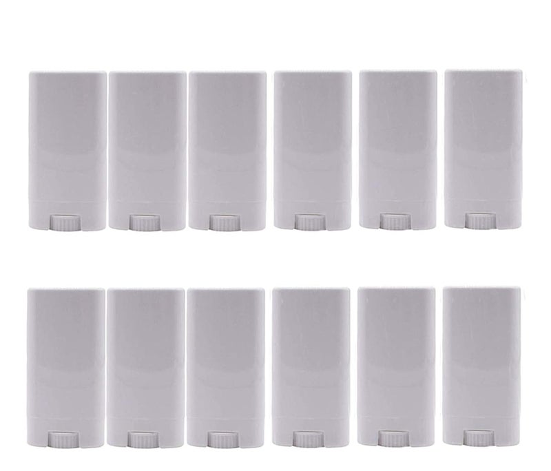 15pcs 15ml White Plastic Deodorant Containers 0.5 Oz New Empty Oval Lip Balm Tubes Twist-Up Deodorant Container for Lipstick Crayon Chapstick DIY Make Your Own Deodorant Cream Lotion Bar