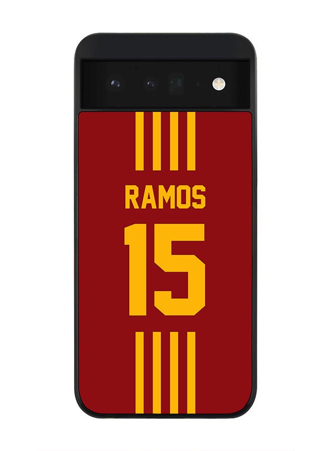 Stylizedd Rugged Black edge case for Google Pixel 6 5G Slim fit Soft Case Flexible Rubber Edges Anti Drop TPU Gel Thin Cover - Football Team - Spain  Player Name - Ramos - Image 1