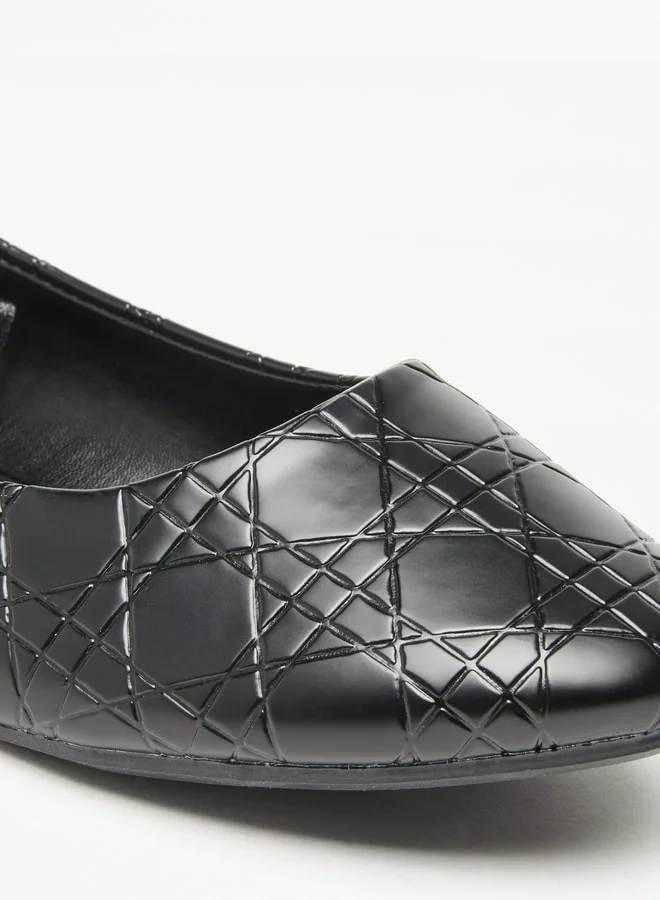 Flora Bella By Shoexpress Women's Textured Slip-On Round Toe Ballerina Shoes