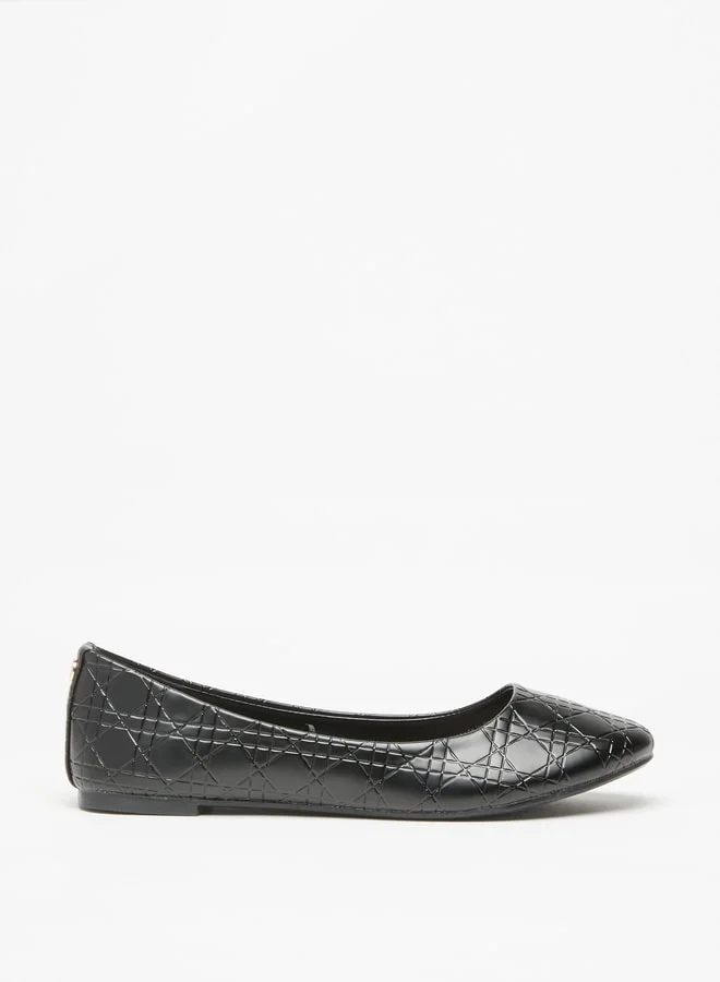 Flora Bella By Shoexpress Women's Textured Slip-On Round Toe Ballerina Shoes