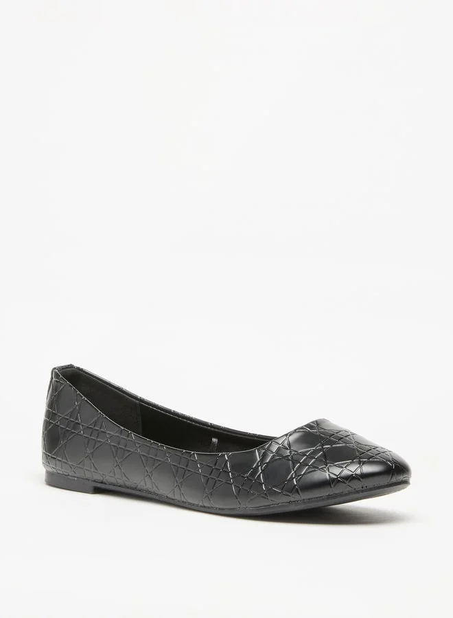 Flora Bella By Shoexpress Women's Textured Slip-On Round Toe Ballerina Shoes