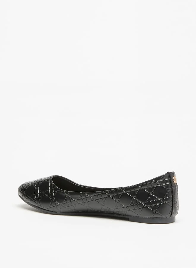 Flora Bella By Shoexpress Women's Textured Slip-On Round Toe Ballerina Shoes