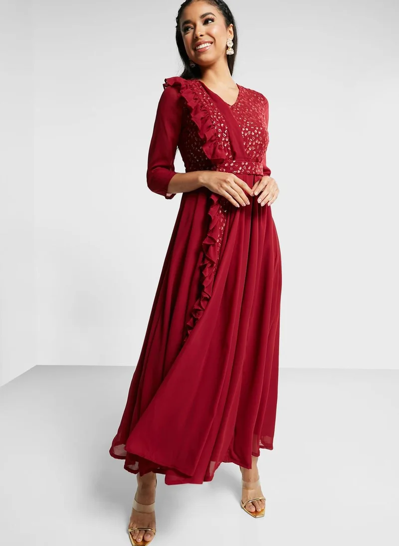 indya Embellished Anarkali Kurti With Attached Dupatta