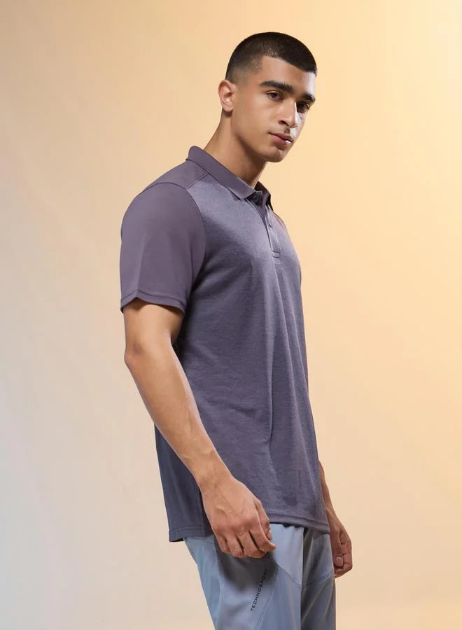 Technosport Technosport Men Purple Slim Fit Melange Polo