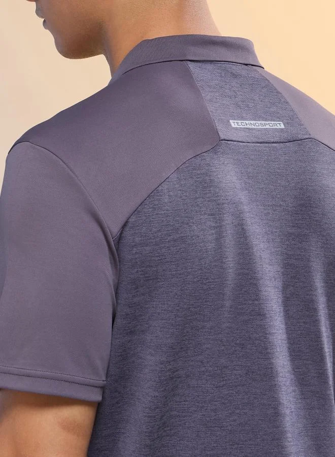 Technosport Technosport Men Purple Slim Fit Melange Polo