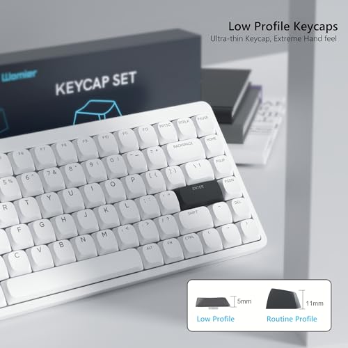 Womier Keycaps, Low Profile Keycaps, Shine Through Custom PBT Keyboard Key caps for 60% 65% 75% 80% 100% Cherry Gateron MX Switches Mechanical Keyboard,White Backlight - Image 3