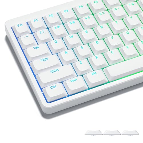 Womier Keycaps, Low Profile Keycaps, Shine Through Custom PBT Keyboard Key caps for 60% 65% 75% 80% 100% Cherry Gateron MX Switches Mechanical Keyboard,White Backlight - Image 1
