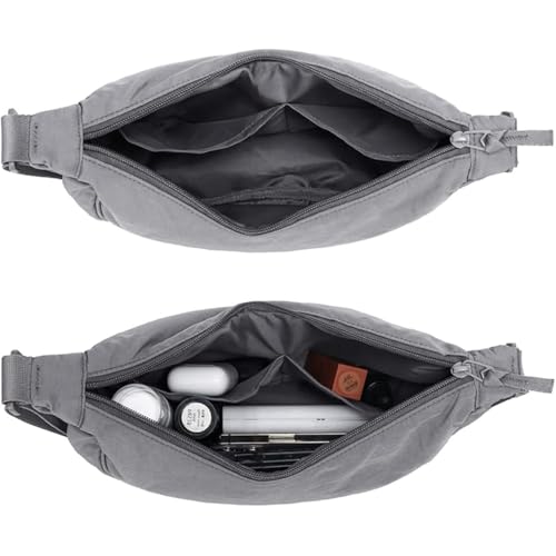 Lyrovo Travel Small Nylon Sling Half Moon Crescent Crossbody Purses Bag for Women Men Trendy (Grey) - Image 3