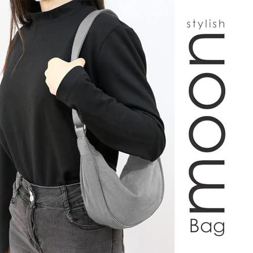Lyrovo Travel Small Nylon Sling Half Moon Crescent Crossbody Purses Bag for Women Men Trendy (Grey) - Image 5