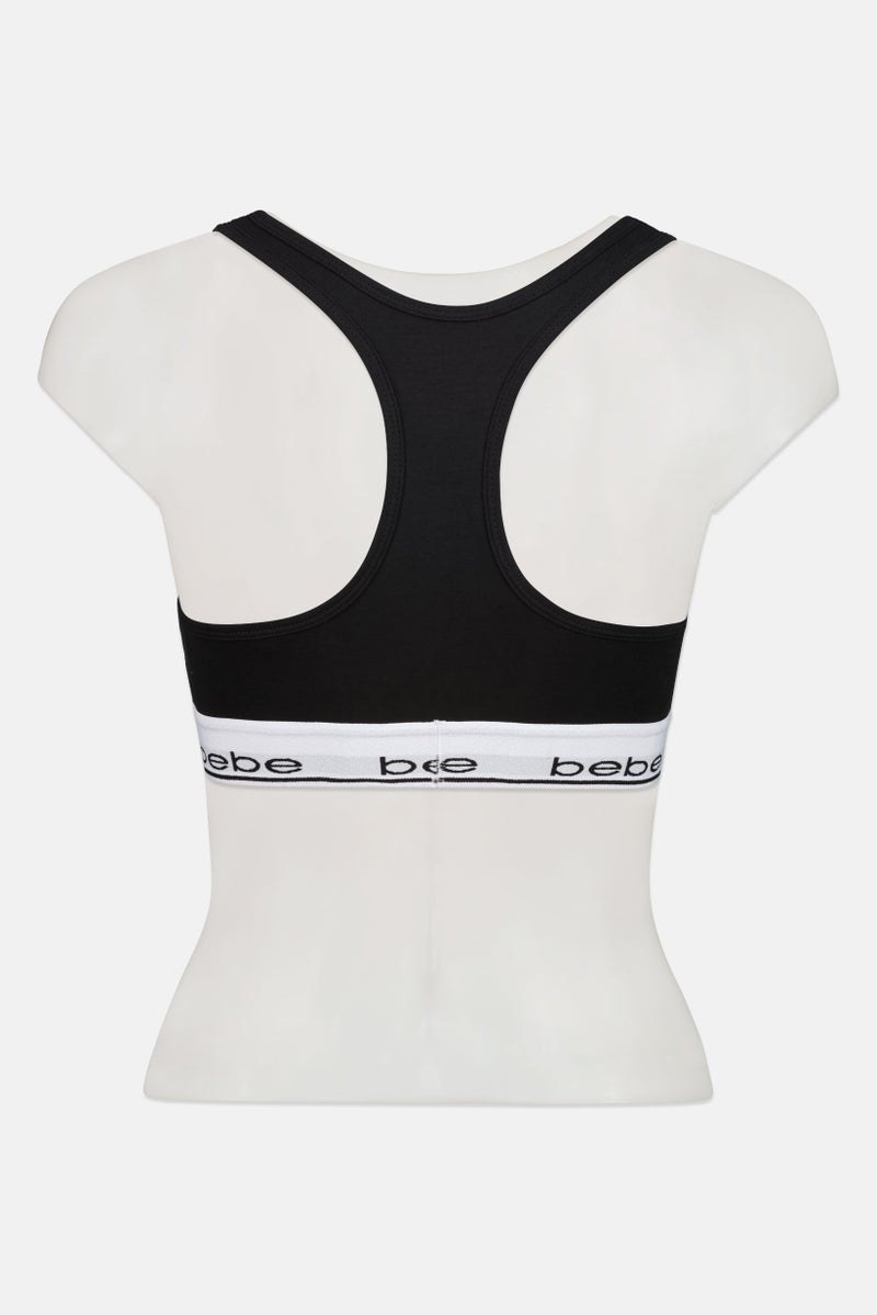 bebe Women Brand Logo Padded Bralette, Black - Image 2