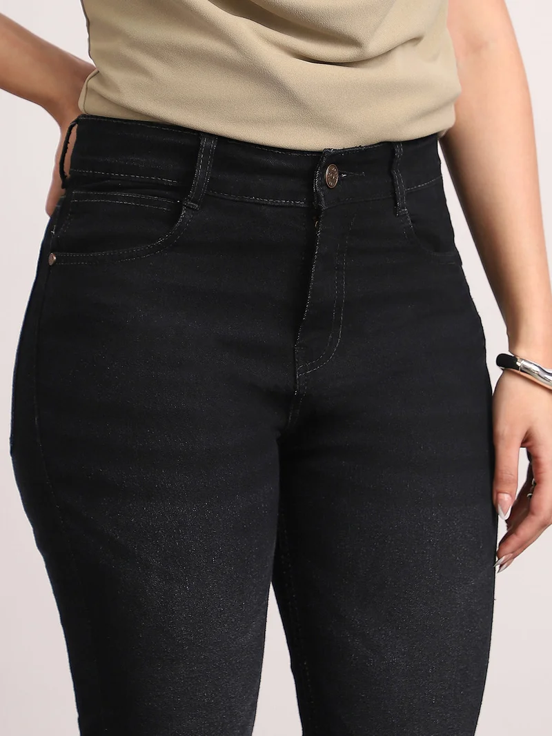Urbano Fashion  Urbano Fashion Women's Black Mid Rise Bootcut Washed Jeans Stretchable  | Best Price UAE