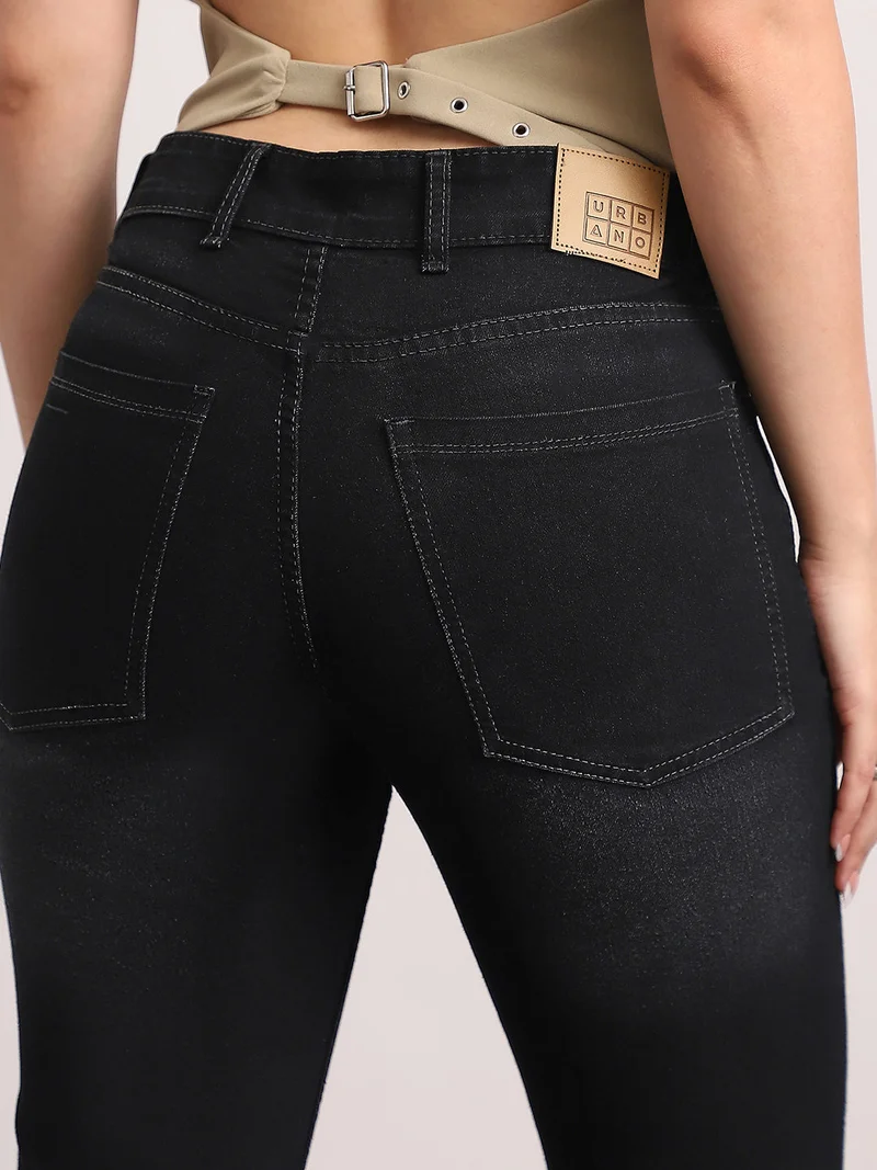 Urbano Fashion  Urbano Fashion Women's Black Mid Rise Bootcut Washed Jeans Stretchable  | Best Price UAE