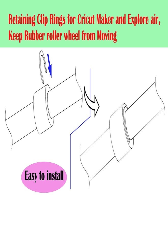 Crvicv Retaining Clip Rings Compatible with Cricut Maker and Explore air, Keep Rubber Roller Wheel from Moving, Rubber Roller Resolution for Cricut Maker [12 pcs] - Image 2