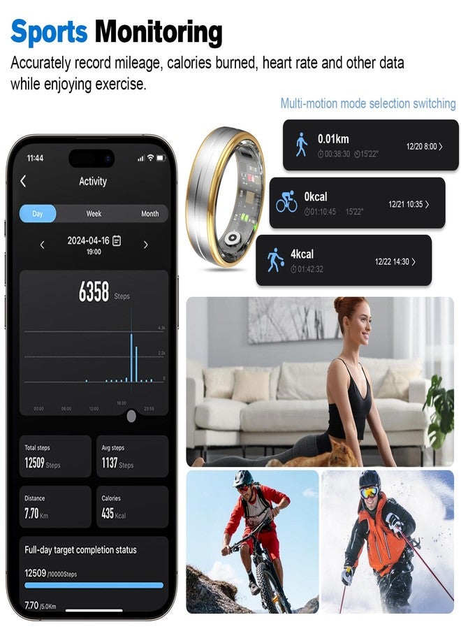 MagLoop Smart Ring Health Tracker for Men/Women,Fitness Ring Sleep Tracker,Fast Charging for Long-Lasting Use,for Pedometer Exercise,Monitor Sleep, Heart Rate, Stress,Waterproof (Silver, 8) - Image 3