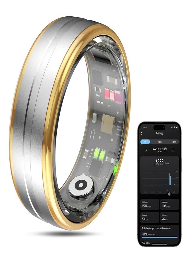 MagLoop Smart Ring Health Tracker for Men/Women,Fitness Ring Sleep Tracker,Fast Charging for Long-Lasting Use,for Pedometer Exercise,Monitor Sleep, Heart Rate, Stress,Waterproof (Silver, 8) - Image 1