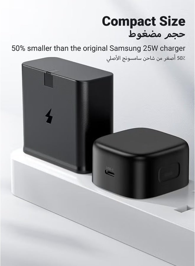 شاحن سامسونج فائق السرعة PD 25W مع قابس Type C وكابل USB C بطول 2 متر محول شحن سريع لتوصيل الطاقة لهواتف سامسونج جالاكسي S23 S23+ S23 ألترا S22 S22 ألترا S22 بلس A13 A33 - Image 1