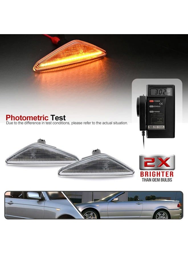 Mingrui test 2Pcs Dynamic Blink Amber LED Side Marker Light For BMW 3 Series E46 Coupe Convertible LCI 323Ci 325Ci 328Ci 330Ci 2004-2006 Fender Turn Signal lights Clear Lens - Image 3