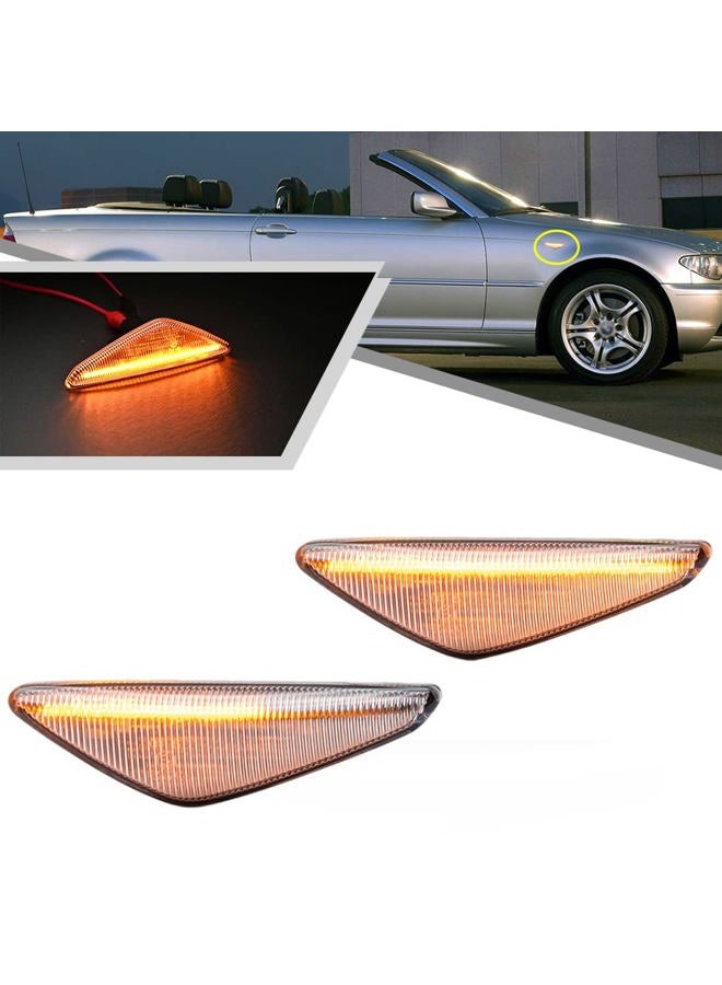 Mingrui test 2Pcs Dynamic Blink Amber LED Side Marker Light For BMW 3 Series E46 Coupe Convertible LCI 323Ci 325Ci 328Ci 330Ci 2004-2006 Fender Turn Signal lights Clear Lens - Image 1