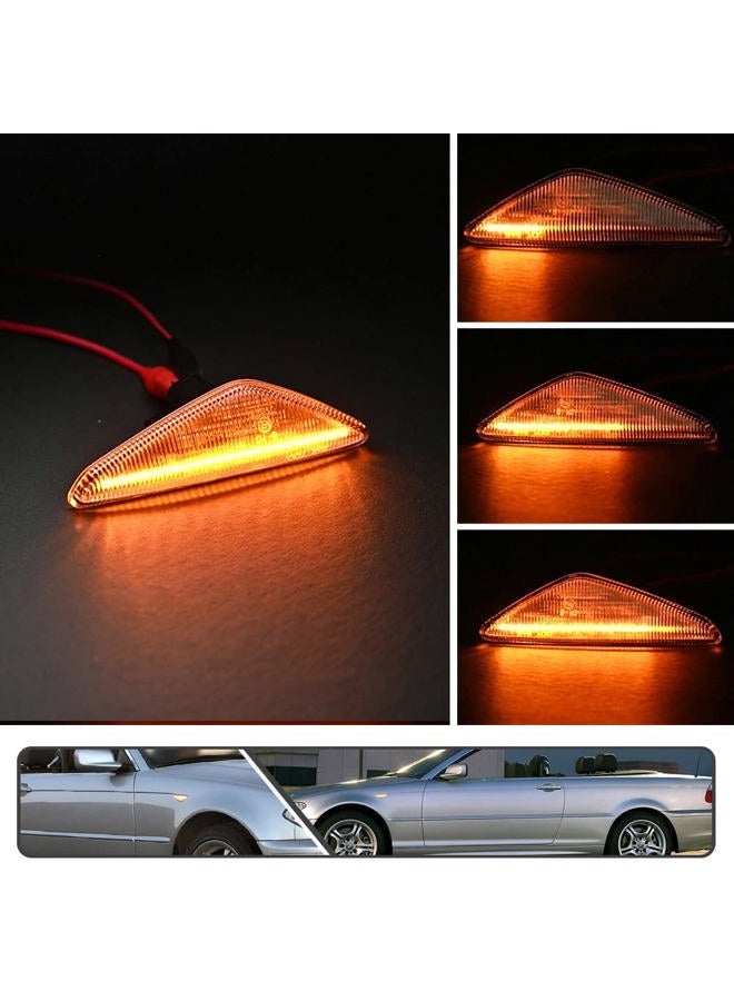 Mingrui test 2Pcs Dynamic Blink Amber LED Side Marker Light For BMW 3 Series E46 Coupe Convertible LCI 323Ci 325Ci 328Ci 330Ci 2004-2006 Fender Turn Signal lights Clear Lens - Image 2
