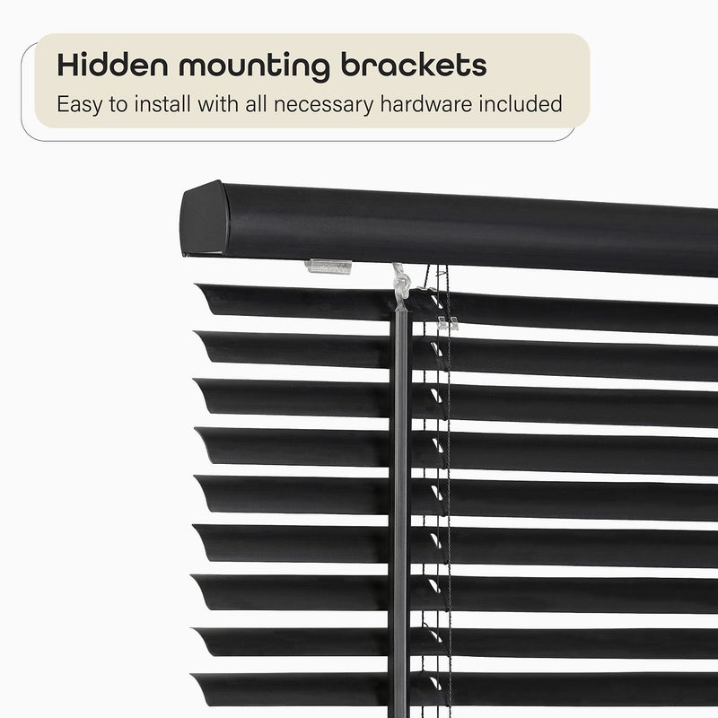 Achim Cordless Light Filtering Mini Blinds for Indoor Windows - 35 Inch Width, 64 Inch Length, 1" Slat Size - Black - Cordless GII Morningstar Horizontal Windows Blinds for Interior by Achim Home Decor - Image 3