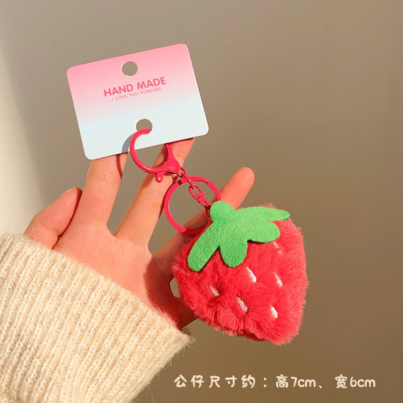 Cute plush toy pendant, charm, backpack accessory, keychain, and other small gifts (pink strawberry)