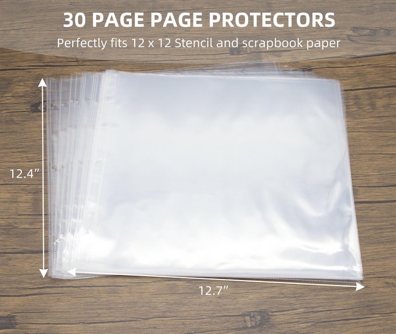 neglex Stencil Storage Binder, 12x12 Binder with Sleeves - Folder with 30 Clear Sheet Protectors Holds 12x12 Stencil Size ï¼Œ12 x 12 Presentation Book, Art Portfolio for Kids Artwork, Album for 12x12 Paper - Image 2