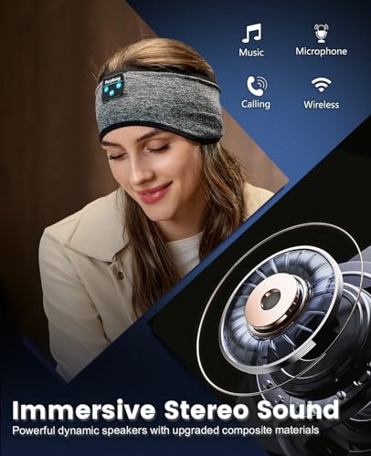 Perytong Sleep Headphones Wireless, Bluetooth Sports Headband Headphones with Ultra-Thin HD Stereo Speakers Perfect for Sleeping,Workout,Jogging,Yoga,Insomnia, Air Travel, Meditation (BlackGrey) - Image 4