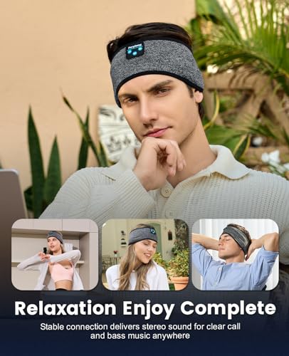 Perytong Sleep Headphones Wireless, Bluetooth Sports Headband Headphones with Ultra-Thin HD Stereo Speakers Perfect for Sleeping,Workout,Jogging,Yoga,Insomnia, Air Travel, Meditation (BlackGrey) - Image 5