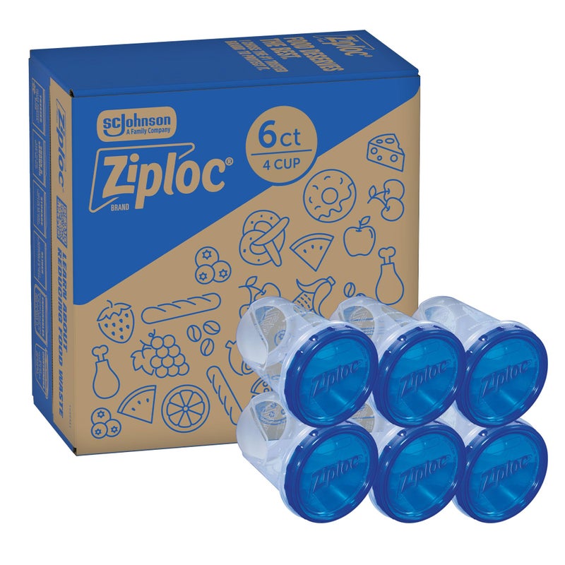 Ziploc Brand Twist n Loc Food Storage Containers, Leak Resistant Design, Medium Round, 6 count - Image 1