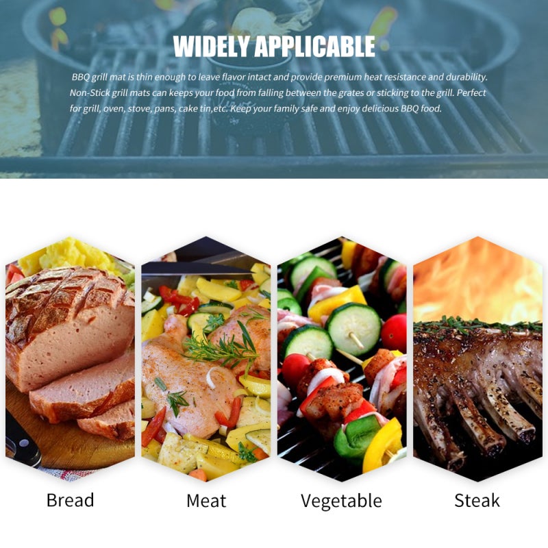 Non-Stick Grill Mat 5 Pcs Black - Heavy Duty PFOA-Free Material High Temperature Resistant up to 500℉ for Outdoor Bbq, Indoor Oven and Stove Top Use - Image 5